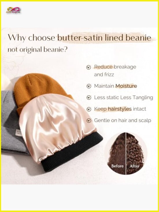 Satin Lined Knit Beanie Winter Hat Warm Cuffed Skull Cap Unisex main image 4